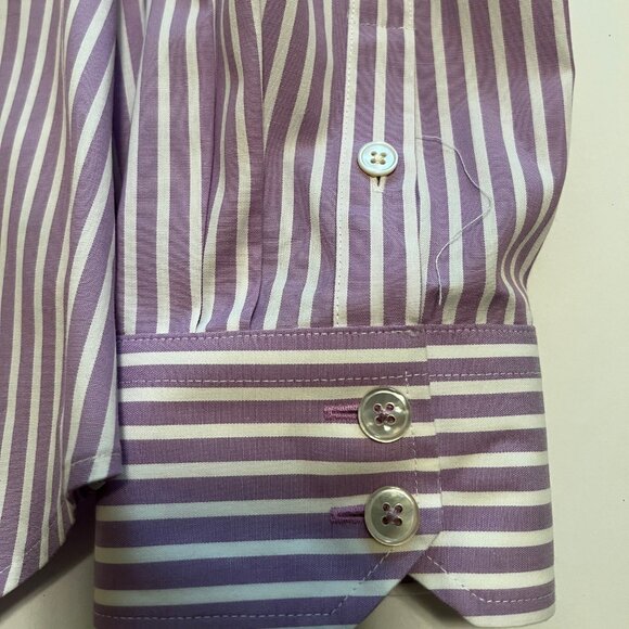 NWT Talbots Perfect Shirt Non-Iron Fabric Lavender and White Stripe - 14W - Picture 6 of 11